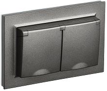 Розетка с заземлением IEK Brite РСбш12-3-44-БрТБ 1-м. 2 мод. крышка шторки IP44 темная бронза картинка